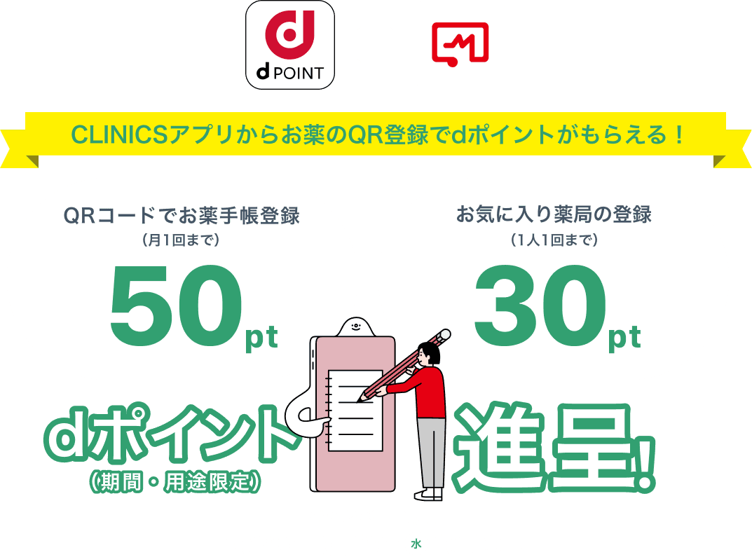 CLINICSアプリからお薬のQR登録でdポイントがもらえる